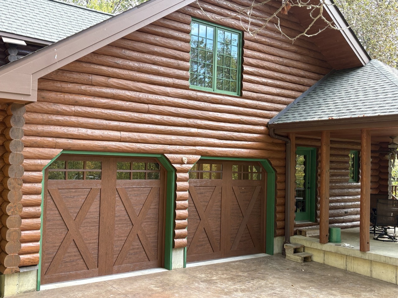 Crossbuck Carriage Doors — Log Cabin
